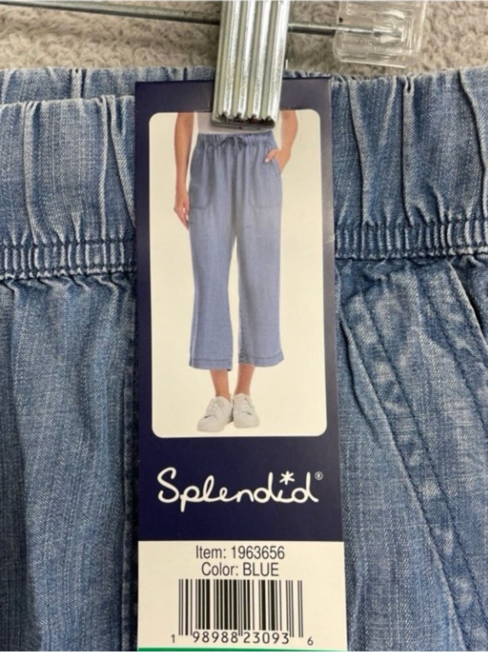 NWOT Womens Splendid Chambray Blue Wide-Leg Cropped Capris XL Costco - Picture 7 of 8